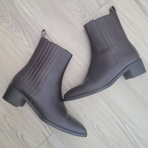 Aeyde Neil Leather Ankle Boots In Moka Calf Size 8 - Picture 3 of 10